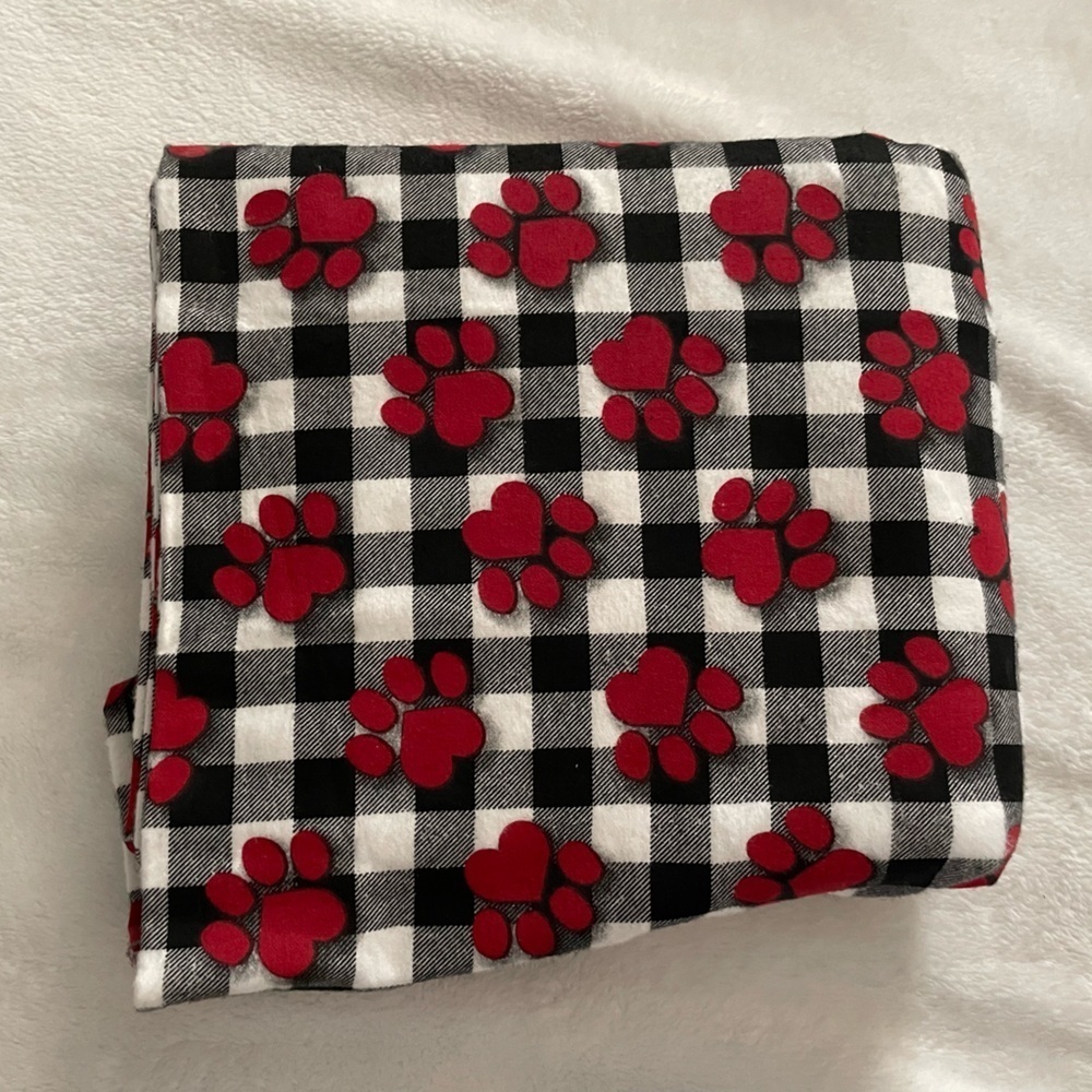 Plaid Paw Print fabric by the yard